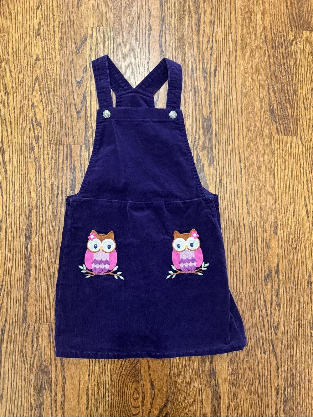 Gymboree Purple Corduroy Pinafore with Pink Owl Applique